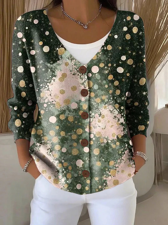 Women Christmas Cardigan Fashion Long Sleeve Button-Up Sweater Casual Streetwear